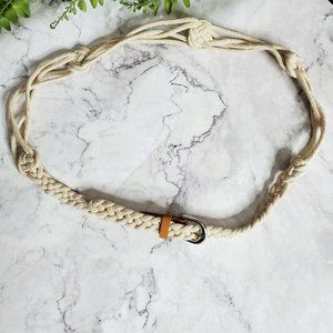 Talbots Beige Braided Rope Leather Buckle Belt